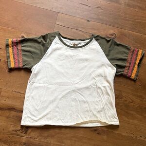 Tea n Rose Olive and Cream Raglan Tee